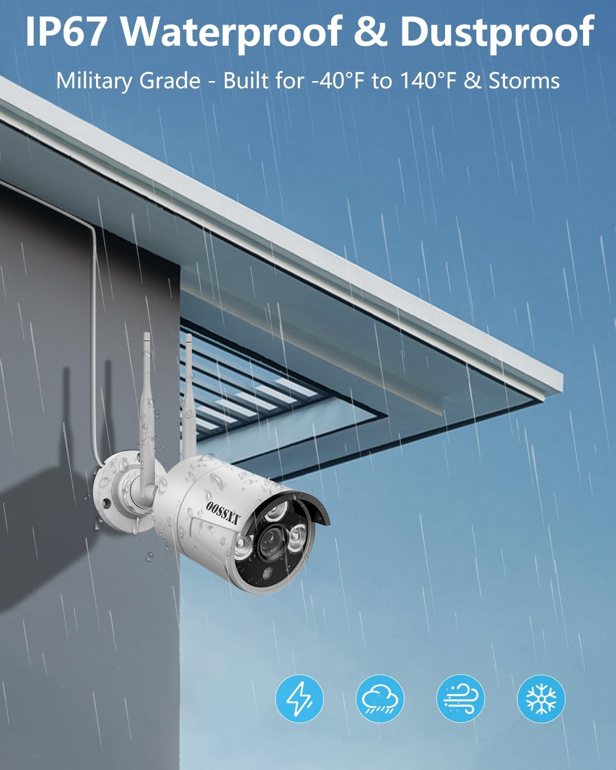 Dual Antennas for Wi-Fi Enhanced AI Human Detected 2K 3.0MP Wireless Security Camera System, Surveillance DVR Kits with 2TB Hard Drive, 4Pcs Outdoor Wifi Security Cameras, with Audio, Night Vision