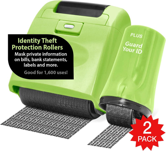 Identity Theft Prevention Security Stamp Wide Roller Security Stamp Kits (Green)